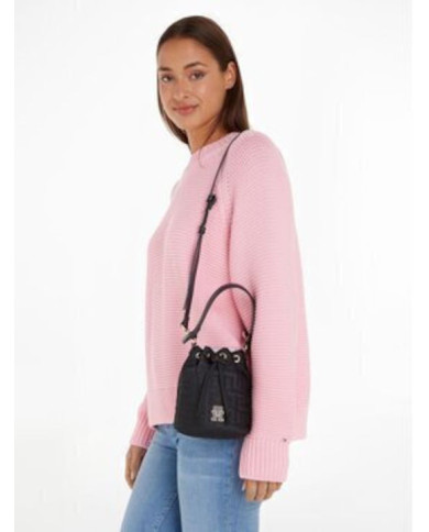 Tommy Hilfiger Τσάντα Tj Chic Nylon Bucket AW0AW14864 BDS Μαύρο