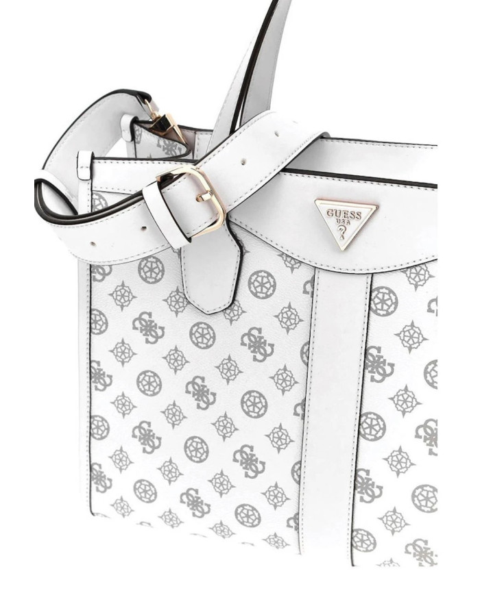 GUESS SILVANA 2 TOTE HWPM8665220 WHITE LOGO ΛΕΥΚΟ