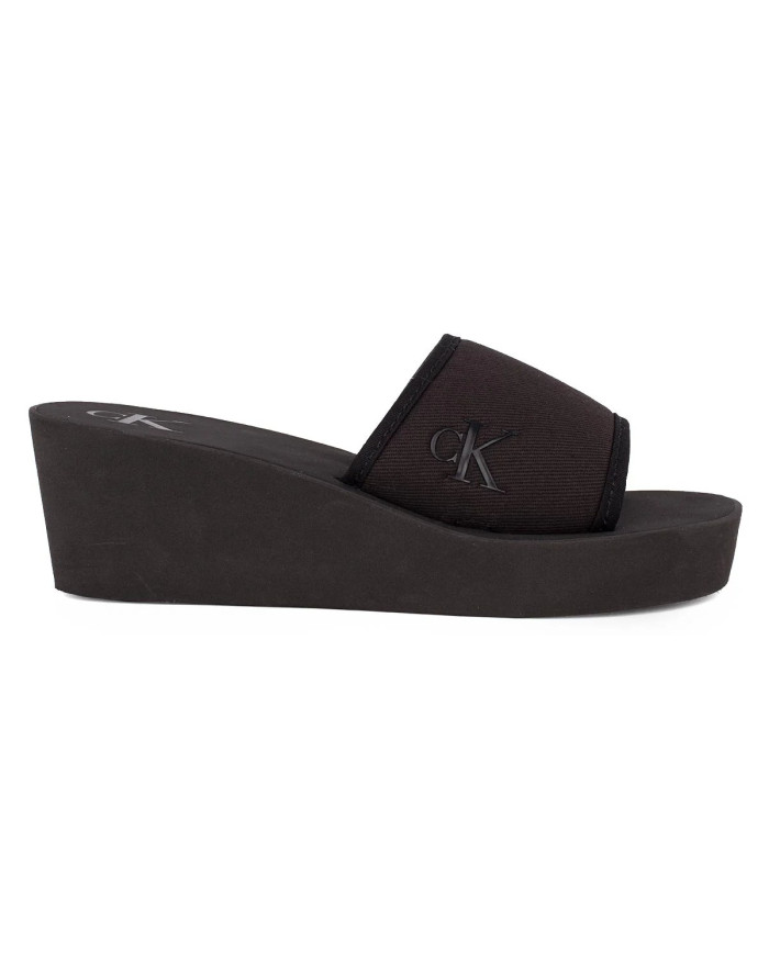 CALVIN KLEIN BEACH WEDGE SLIDE CANVAS YW0YW01725 0GJ ΜΑΥΡΟ