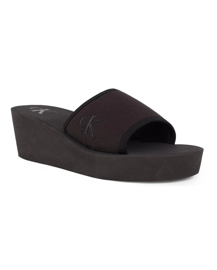 CALVIN KLEIN BEACH WEDGE SLIDE CANVAS YW0YW01725 0GJ ΜΑΥΡΟ