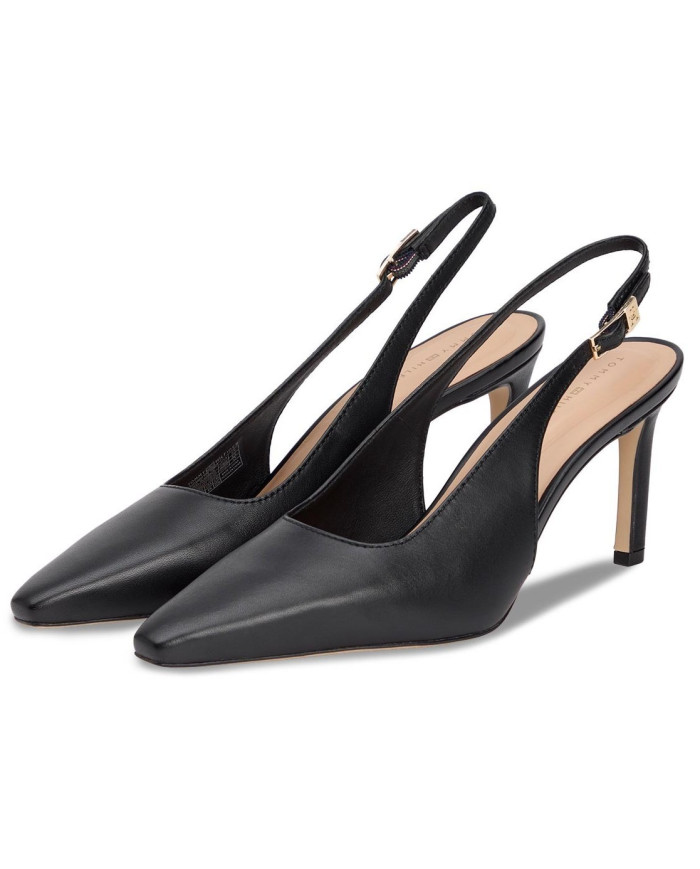 TOMMY HILFIGER SQUARED TOE HIGH HEEL SLINGBACK  FW0FW08636 BDS ΜΑΥΡΟ