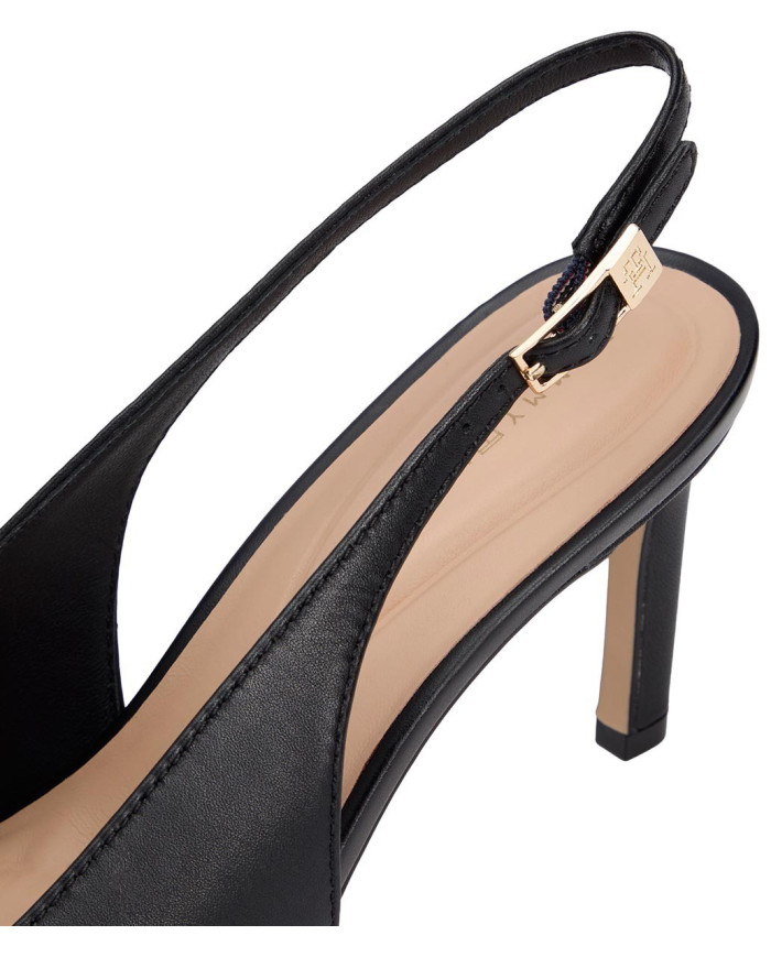 TOMMY HILFIGER SQUARED TOE HIGH HEEL SLINGBACK  FW0FW08636 BDS ΜΑΥΡΟ