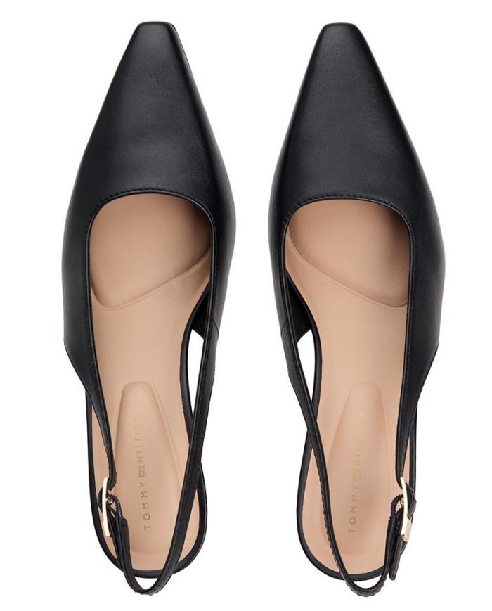 TOMMY HILFIGER SQUARED TOE HIGH HEEL SLINGBACK  FW0FW08636 BDS ΜΑΥΡΟ