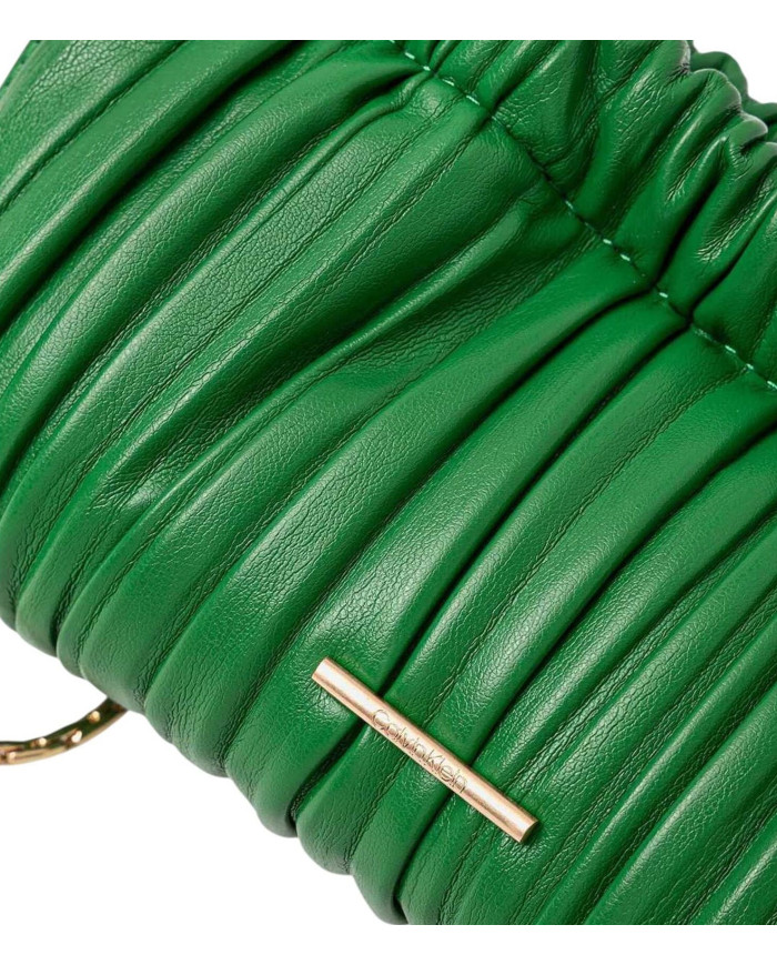 CALVIN KLEIN PLISSE METAL LOGO MINI CROSSBODY LV04F3077G 0K6 ΠΡΑΣΙΝΟ